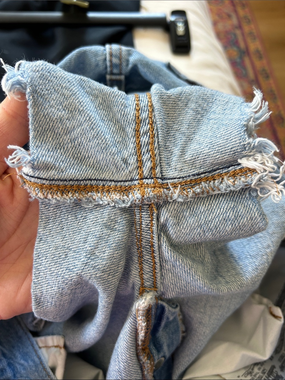Levi’s 501 Distressed Jean Shorts. Size 31. 2” inseam. 17” waist. Clean. - Picture 7 of 8